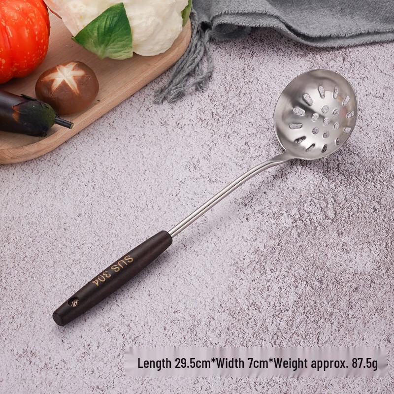 304 Stainless Steel Wooden Handle Slotted Soup Ladle