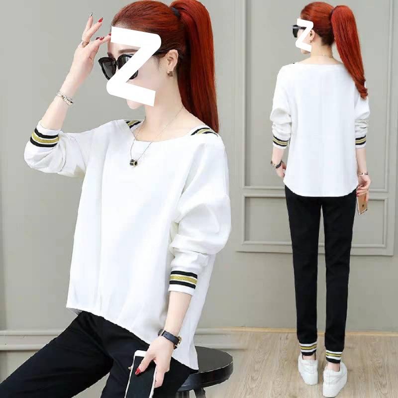 Women's Autumn Casual Sportswear Set - Stylish, Loose-fitting, Slimming Trousers Two-piece Set for Ladies