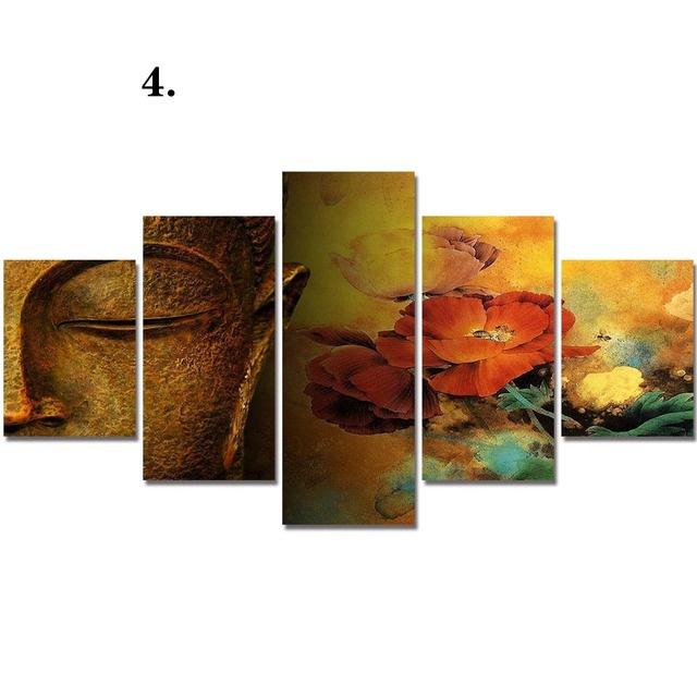 HD Print Modular 5 PiecesBuddhism Meditation Posters Canvas Painting Art Modern Home Decor for Living Room Wall Picture No Frame