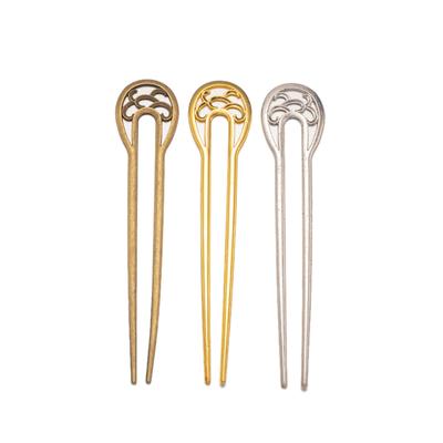 1pc Classical Metal U Shaped Hairpin Vintage Hair Sticks Fork Pins 2 Prong Updo Chignon Accessory for Women Girls Hairstyles