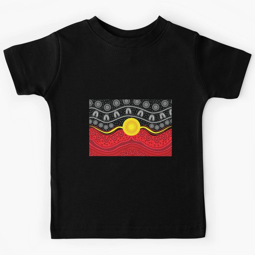 Authentic Aboriginal Art - Sunset Kids T-Shirt 150