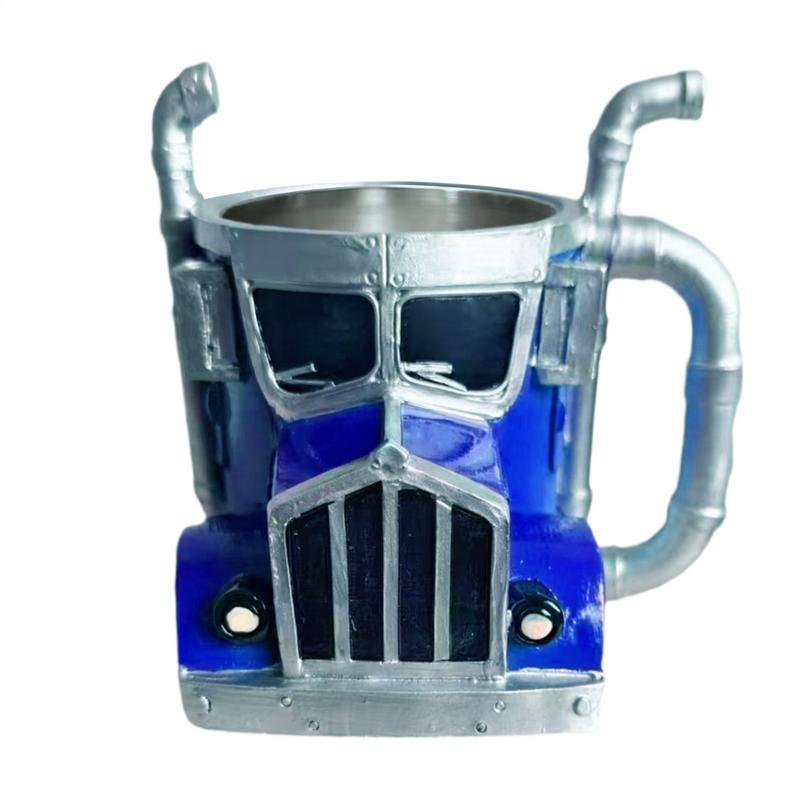 Truck Mug 420MLTruck Driver Mug Handcrafted Stainless Steel Resin Truck Coffee Mug Trailer Shaped Coffee Cup For Coffee
