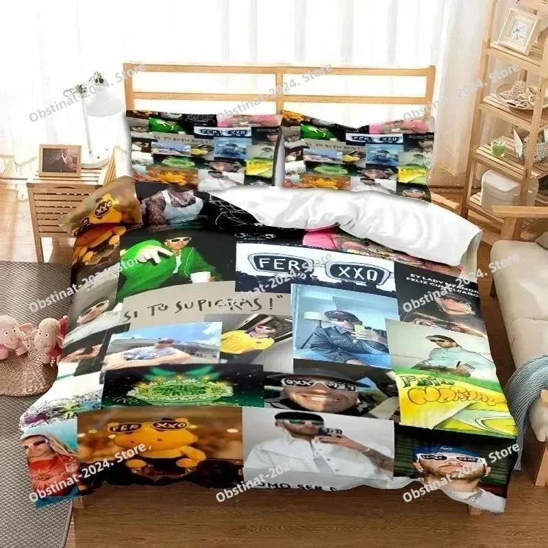 Fashion Ferxxo Feid Rapper Bedding Set Print Single Comforter Quilt Bed Cover Duvet Cover Pillow Case 3 Pieces Kids Adult Size