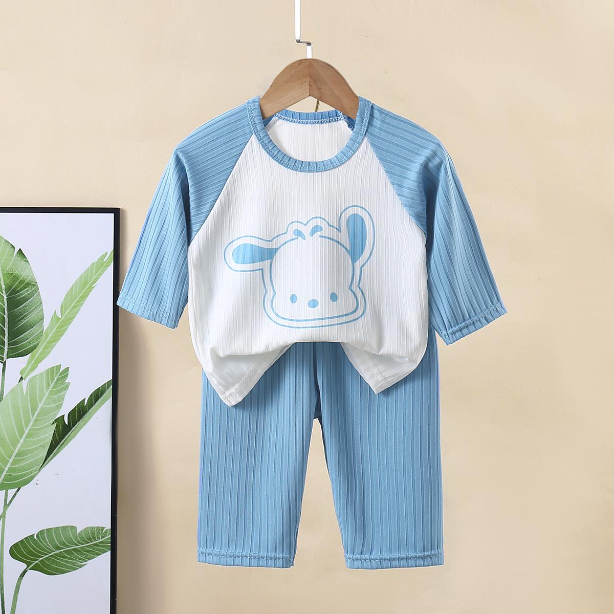 

Летняя детская пижама с рисунком 2024 года — с коротким рукавом, дышащая, для мальчиков и девочек 150cm