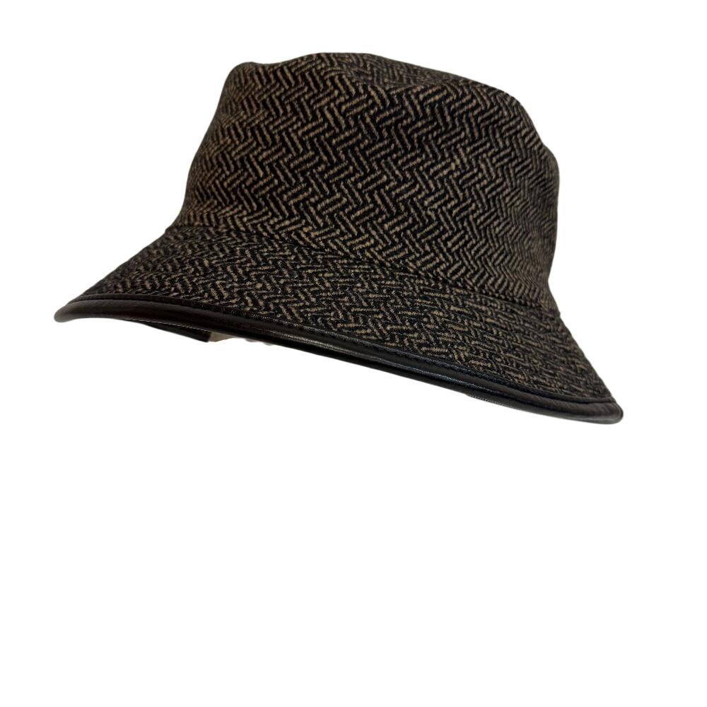 Hermes Bucket Hat Hat Wool Hat Brown Wool Used