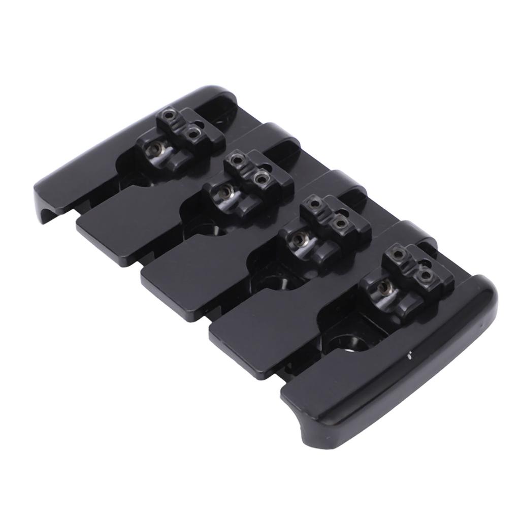 Guitar Bridge 4 String Metal Tailpiece Instrument Accessory Set Kit for Bass Black