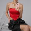 European and American Fishbone Bra Shiny Bandeau Diamond Cutout Backless Crop Top