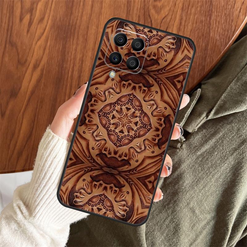 Brown Hand Tooled Western Case For Samsung Galaxy M06 M16 M36 M56 M33 M15 M55 M31 M13 M12 M14 M53 M32 M52 M35 M34 M54