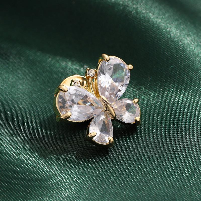 Retro modrá křišťálová spona brož - Roztomilý doplněk dekoltu inspirovaný Japonskem