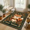 Fox Garden Theme Soft Crystal Velvet Rug Custom Name & Text Print Non Slip Floor Rug for Bedroom Living Room