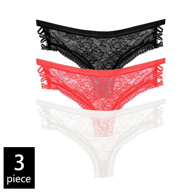

3 шт./упак. кружевные трусики для женщин, ультратонкие прозрачные трусы с низкой талией, перекрещивающиеся трусы S