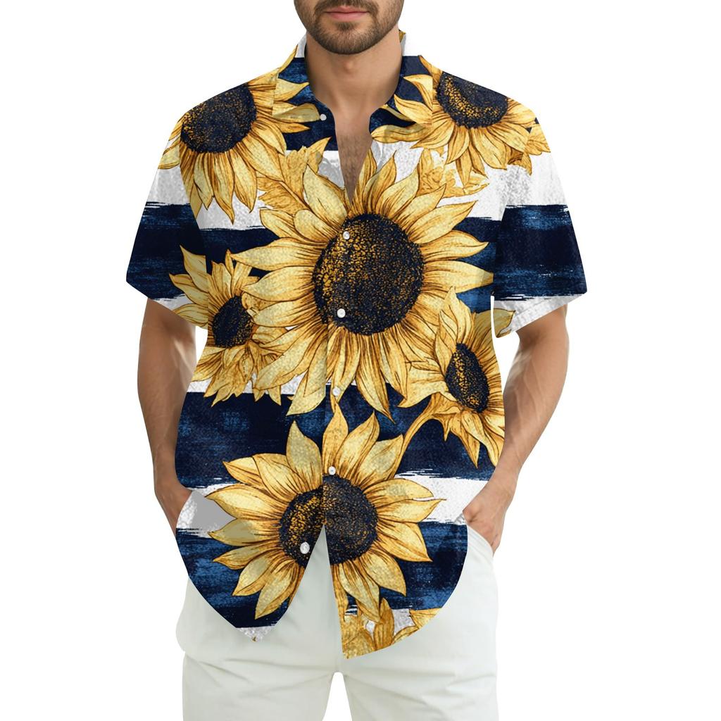 Men's Casual Casual Independence Day Print Short-sleeved Shirt