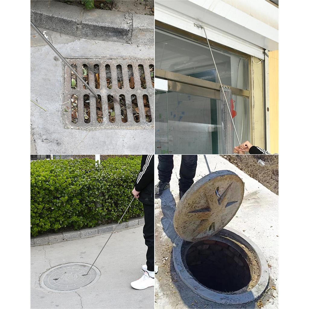 Stainless Steel Manhole Cover Hook Heavy Duty Lifter Manhole Hook Tool for Sewer and Drain Grates Safe and Easy Access