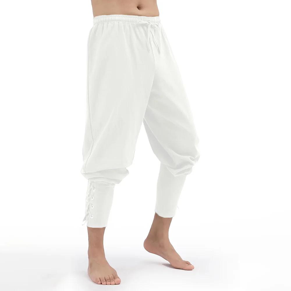 Herren Frühling Sommer Vintage Herren Mittelalter Wikinger Baumwolle Leinen Hose Halloween Mode Vintage Herren Unterteile