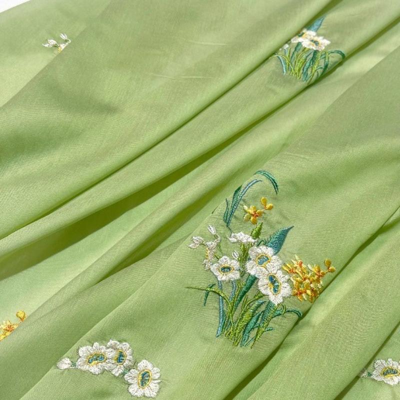 Hanfu Ancient Style Narcissus Embroidered Fabric DIY Sewing Skirt Children's Clothing Ladies Cheongsam Clothing Fabric