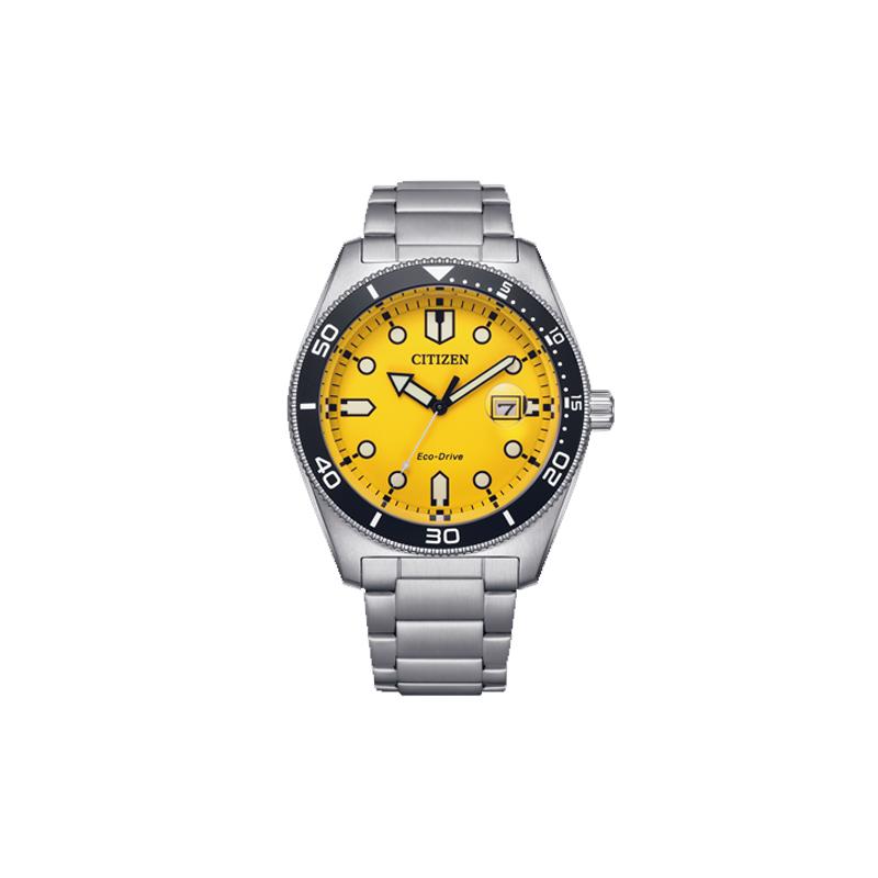 CITIZEN 100m waterproof Quartz Steel Strap men s watch yellow dial AW1760-81Z жёлтый