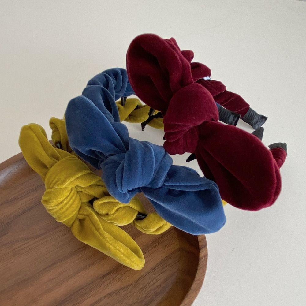 Bowknot Hair Accessories Velvet Fascinator Autumn Hair Bands  Women Girls