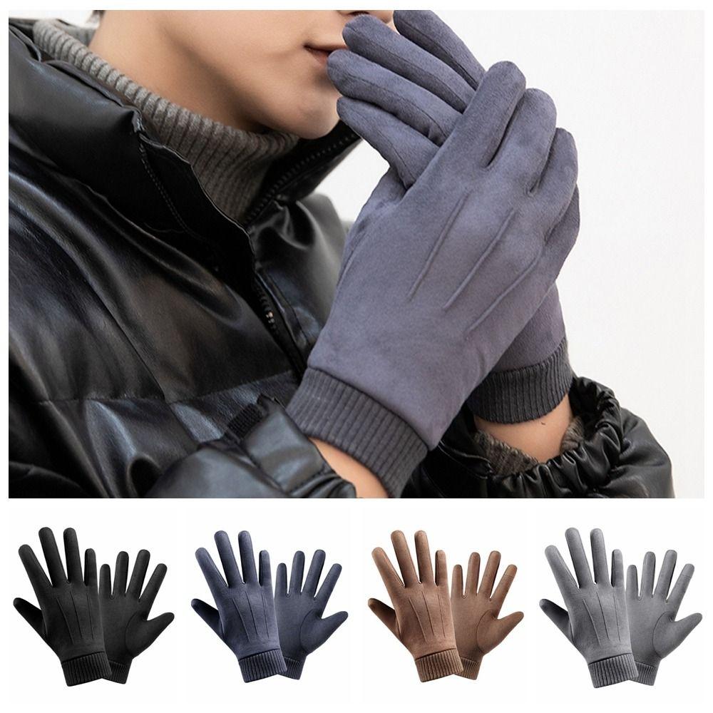 

Однотонные зимние теплые перчатки корейского стиля мужские варежки модные замшевые перчатки для лыж