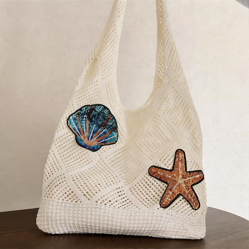 Yogodlns Wool Large Capacity Knit Bag Shoulder Shopping Bag for Women Cotton Girls Tote Bag Female Handbag Crochet Bag