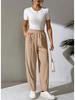 Women's Corduroy Elastic Waist Wide-Leg Pants, Solid Color, Comfortable Casual Loose Fit for Autumn and Winter 2025.