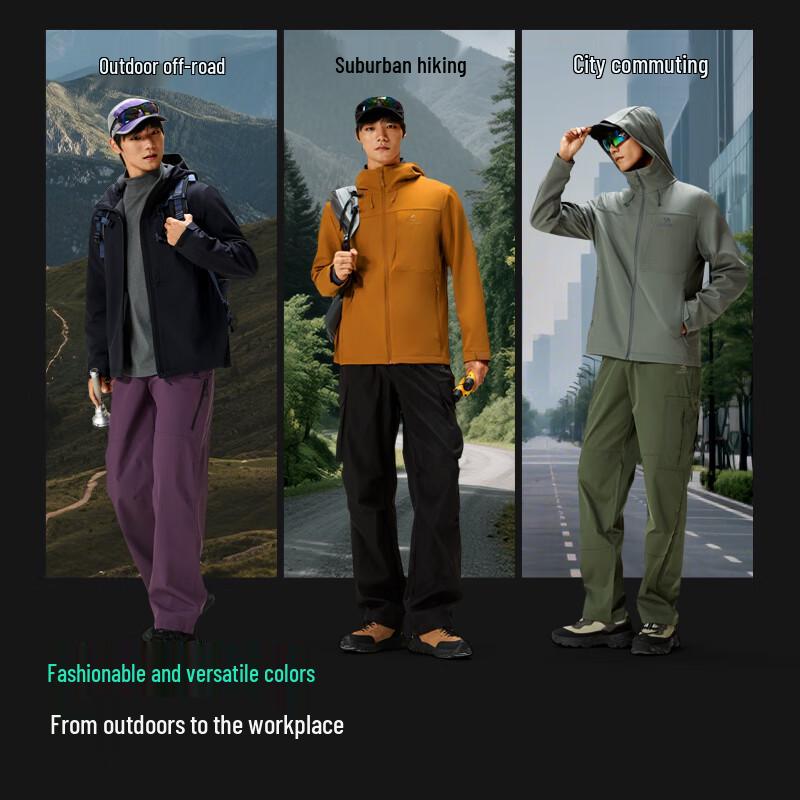 Camel Men's Outdoor Soft Shell Windproof Water-Repellent Jacket