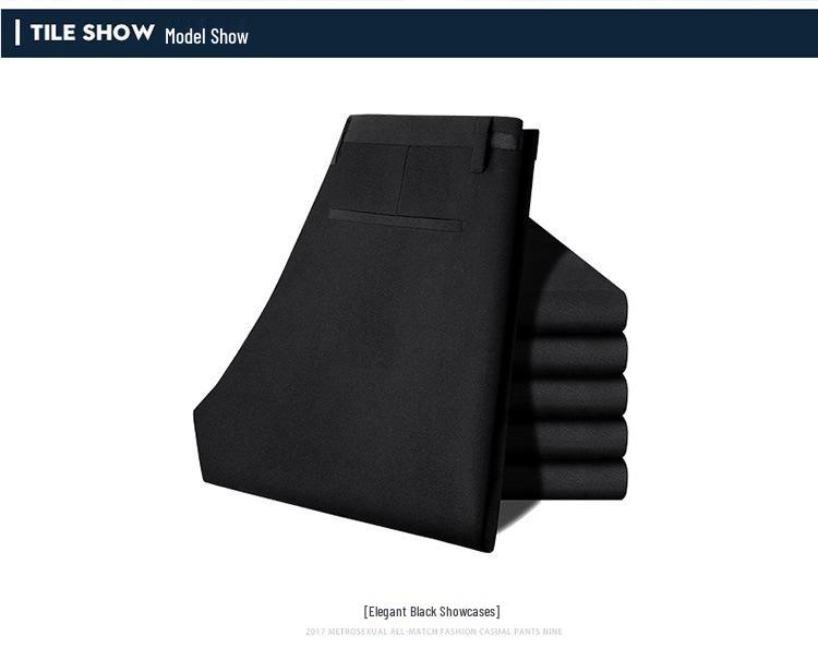 Men's Korean Style Slim Fit Casual Nine-Point Straight Leg Dress Pants