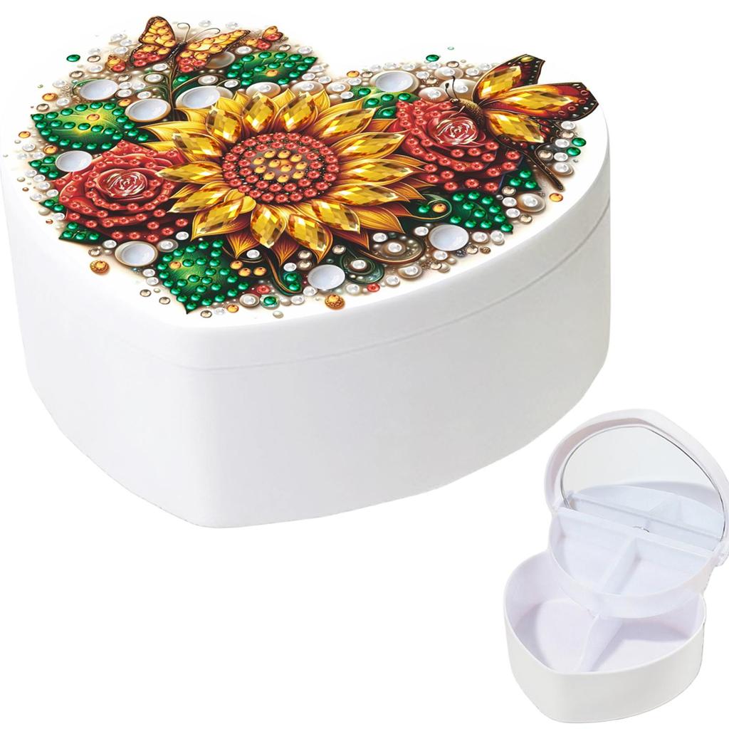 DIY Diamond Painting Handmade Storage Box Partial Drill Crystal Storage Case Kit Heart-Shaped Jewelry Box for Home Decor