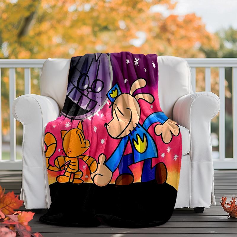 Dog Man Flanellen Dekentje Zacht Warm Alle Seizoenen Plaid, Ontwerp voor Kamperen, Autoreizen, Wandelen Bank, Bed, Kantoor Perfect Cadeau voor Feestjes