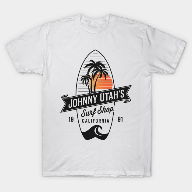 Men Black Print T-shirt Point Break - Johnny Utah S Surf Shop - Black Sunset No-Cut Transfer Paper Print Cotton Tshirt S белый