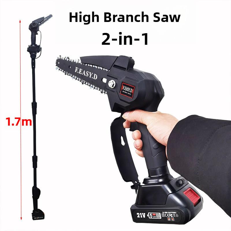 Household Handheld Electric High Branch Saw Rechargeable High-altitude Pruning Saw Telescopic Electric Chain Saw