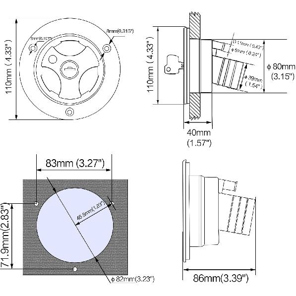 Wohnmobil Frischwasser-Einfüllstutzen Ersatzklappe Schwerkraft-Wasserbefüllkappe mit 2 Schlüsseln für Wohnmobil-Tanks Wohnwagen Wohnmobil Anhänger Wohnmobile Teile (Weiß)