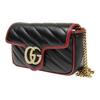 Gucci GG Marmont Quilted Leather Chain Shoulder Bag Black Red Daily Party 574969-0OLFX-8277
