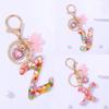 Fashion Pink A To Z Letter Keychain 26 Initials Alphabet Heart Pendant Car Keyring Backpack Hanging Decoration Couple Gift