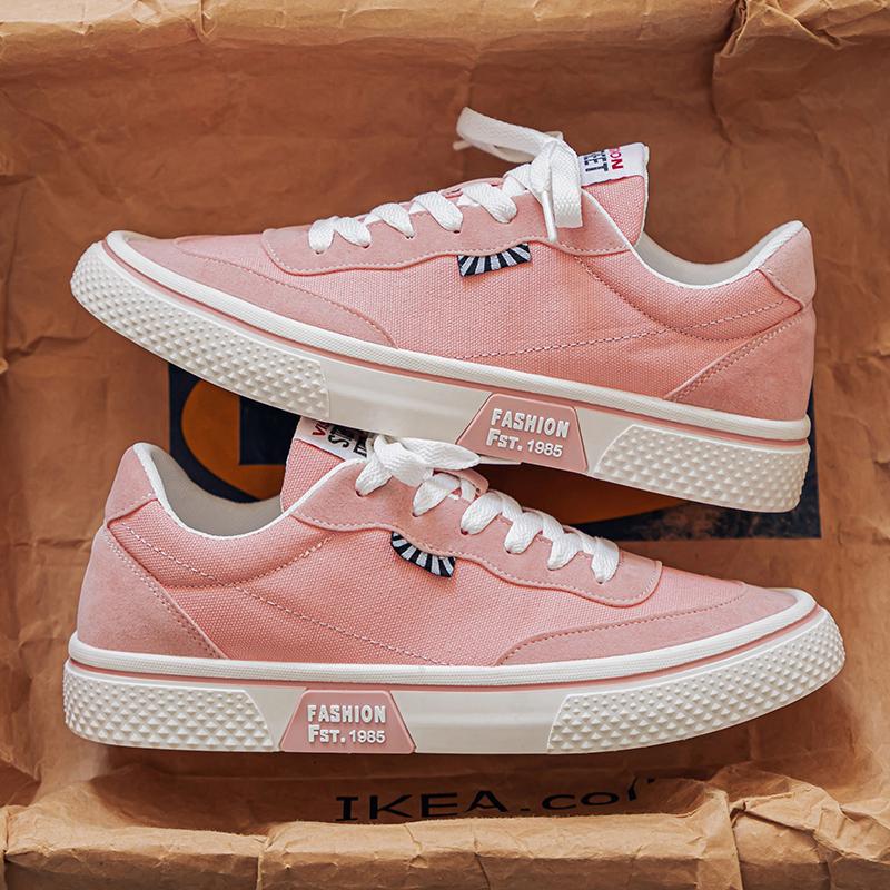 

Модные корейские розовые мужские вулканизированные туфли низкие плоские парусиновые туфли мужские удобные дышащие повседневные туфли мужские туфли для скейтборда 39 розовый