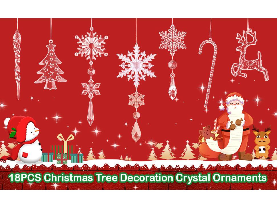 18-Piece Snowflake & Icicle Acrylic Christmas Ornaments Set