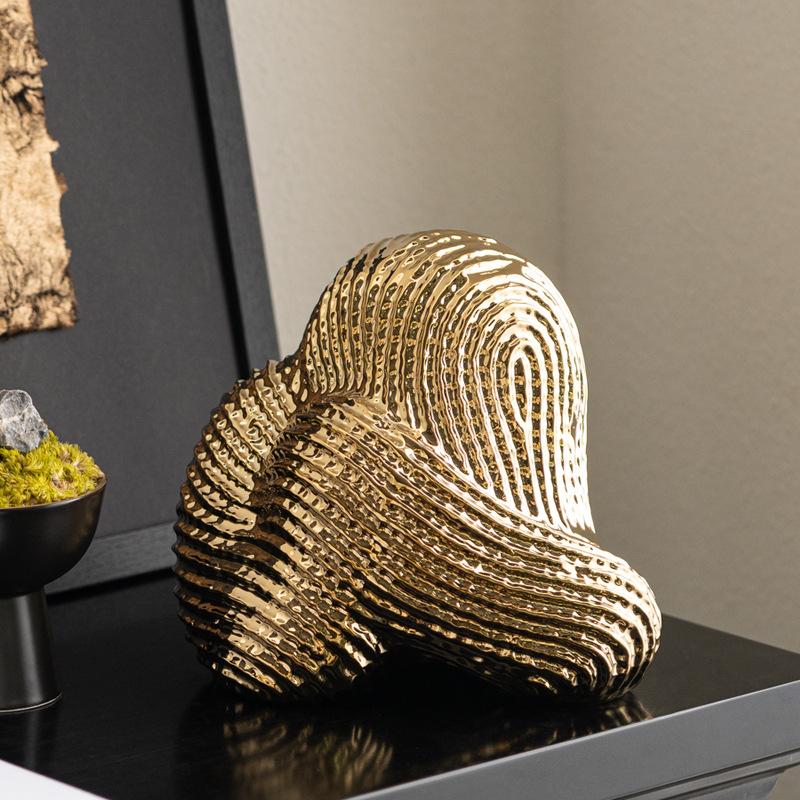 Creative Textured Ceramic Stone Rockery Geometric Striped Mountain Handicrafts Decorative Figurines Home Decoration Accessories