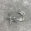 Retro Boho Moon And Star Silvery Dangle Earrings For Women Unique Daily Party Jewelry Birthday Anniversary Mother's Day Gift