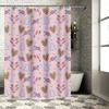 Bathroom Shower Curtain Set with Candy Cane Pattern for Christmas Decorations Pink Waterproof Fabric for Bathrooms