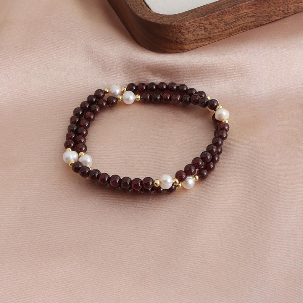 Natural Garnet Freshwater Pearl Bracelet Natural Stone Crystal Bracelet Design Bracelet Gift