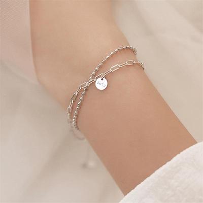 Prevent Allergy 925 Sterling Silver Double Layer Round Bead Bracelet &Bangle Elegant Women Christmas Party Jewelry Sl262