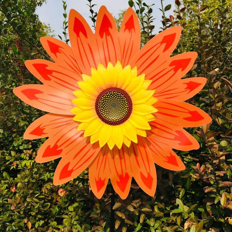 Colorful Sunflower Wind Spinner Stake Sunflower Windmill Pinwheel For Lawn Camping Picnic Decor Home Garden Yard Decoration