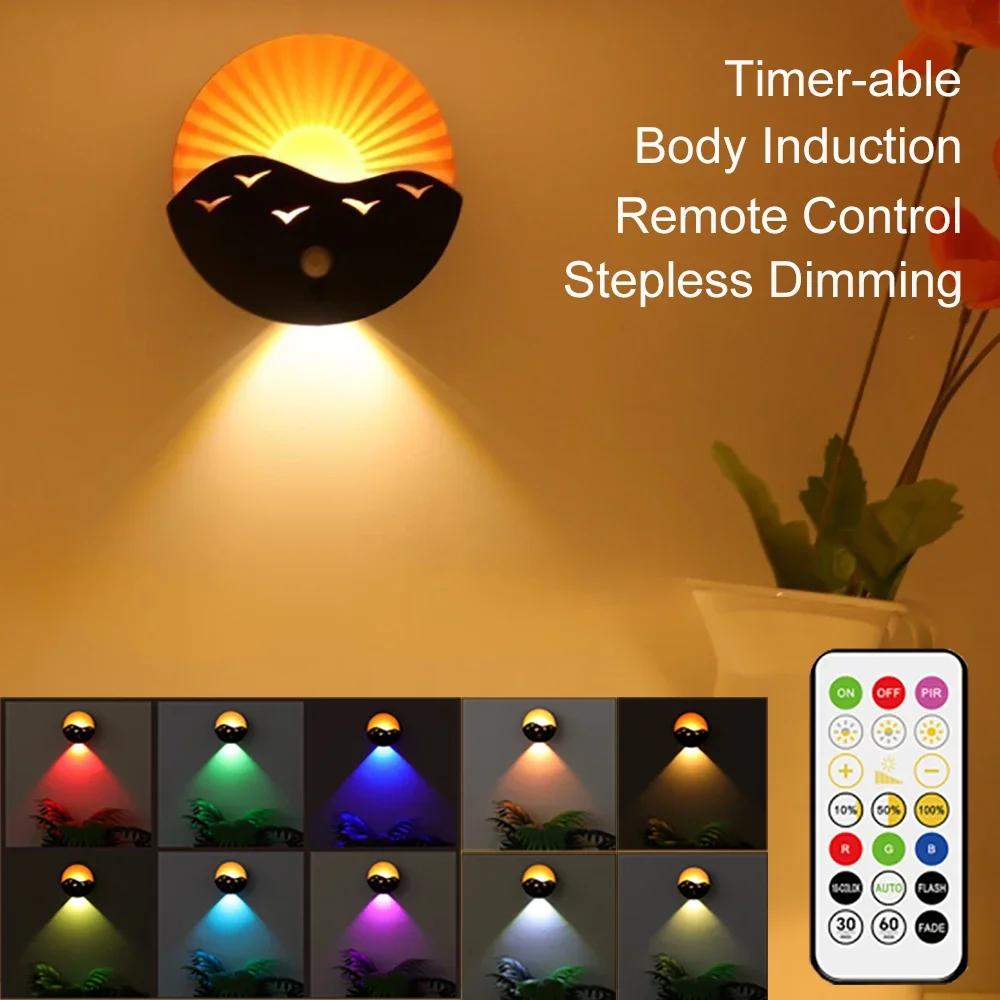 

LED Motion Sensor Wall Lamp Rechargeable Night Light For Kitchen Cabinet Wardrobe Bedroom Staircase Remote Control Closet Light 3AAA Battery світло-жовтий колір