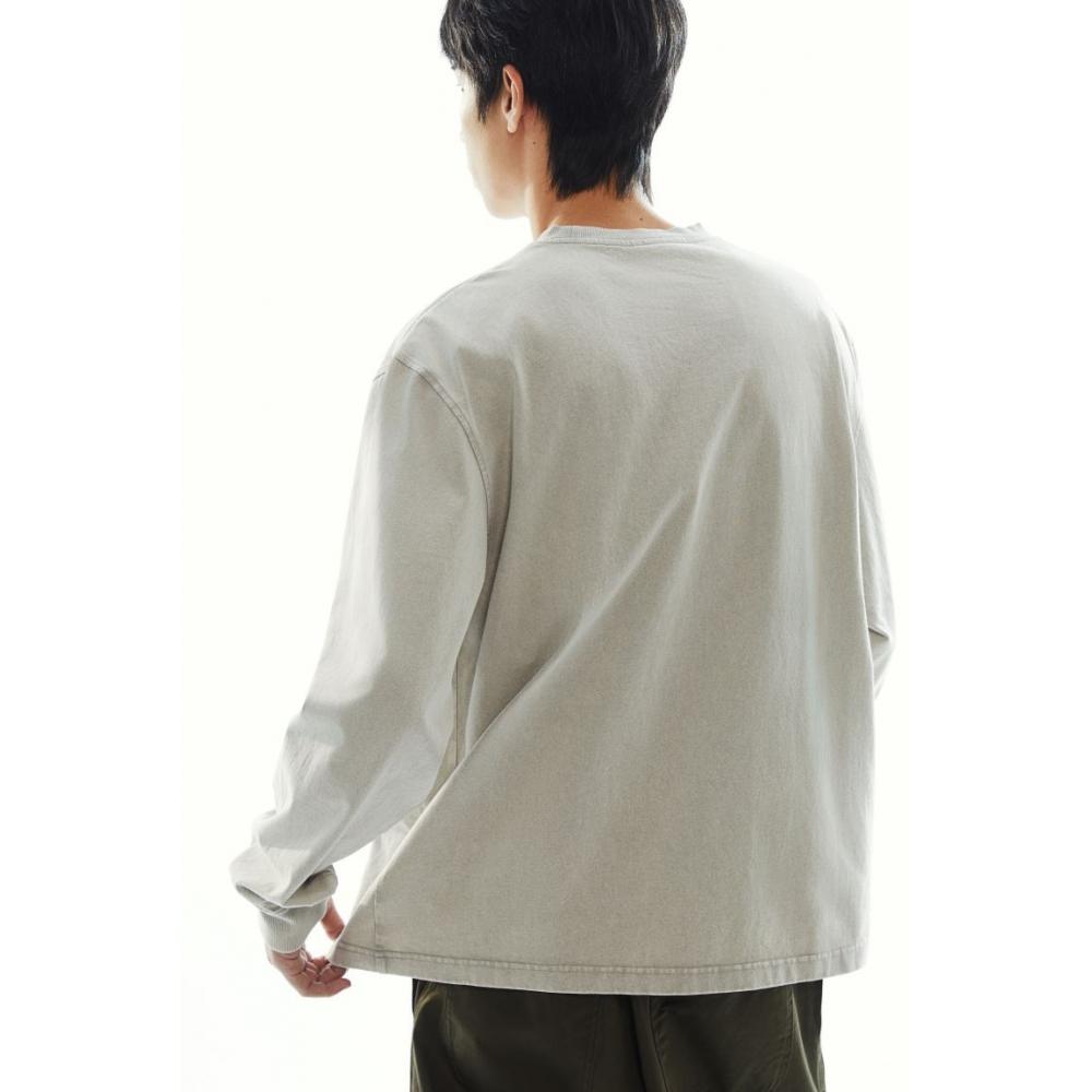 H M wasHed Look Jersey Top Loose Fit Dusty Green