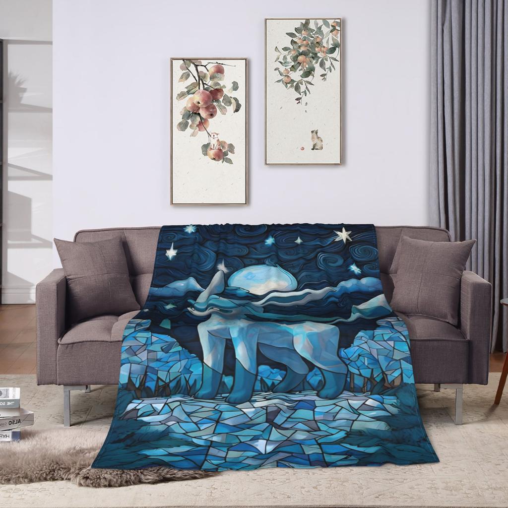 Manga Glaceons Nacht-Thema Decke Reise Büro Flanell Überwurfdecke Für Draußen Warm Weich Pokemon-Design Qualität Tagesdecke Geschenk