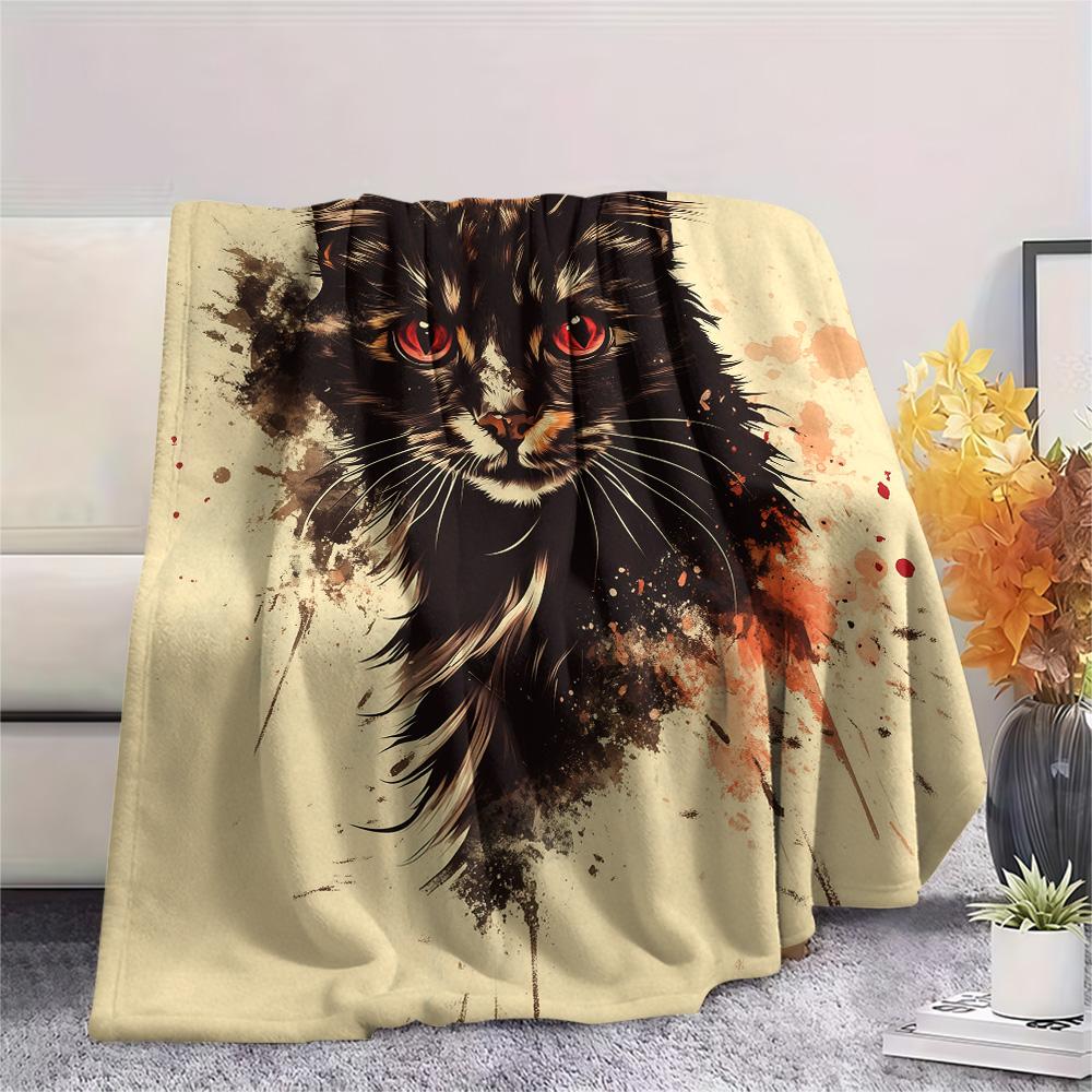 Vintage Art Cats Print Flannel Blanket, High quality Comfortable for All Seasons, Home Decor, Warmth and Comfort