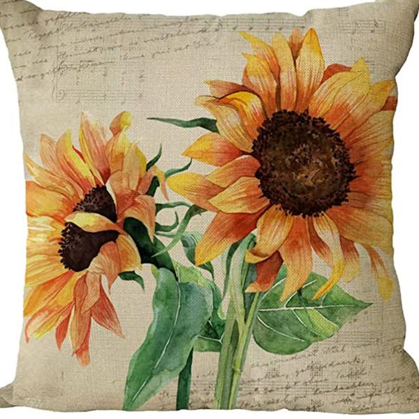 Plant and Flower Pillowcase American Pastoral Linen Pillowcase Cushion Cover Home Sofa Car