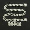 Full Diamond Splicing Letter Pendant Cuban Chain, European and American Hip-hop Necklace Personalized Men's Sweater Chain, Trendy Accessories