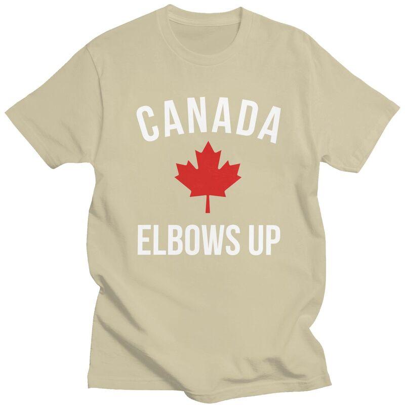 Custom Cool Elbows Up Canada Maple T Shirt Men Pure Cotton Tshirt Leisure Tee Tops Fashion Tshirts