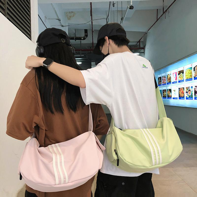 New Canvas Bag Wide Shoulder Strap Striped Bag Casual Versatile Crossbody Bag Excursion Bag