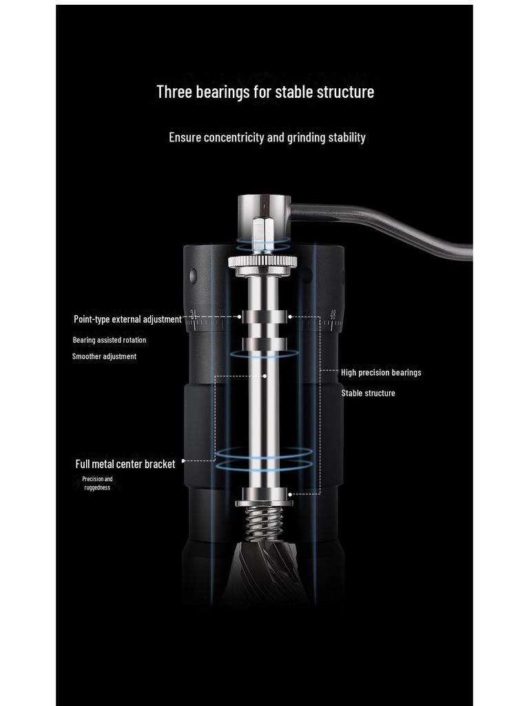 Stainless Steel Hand-Crank Coffee Grinder with External Adjustment for Italian Coffee